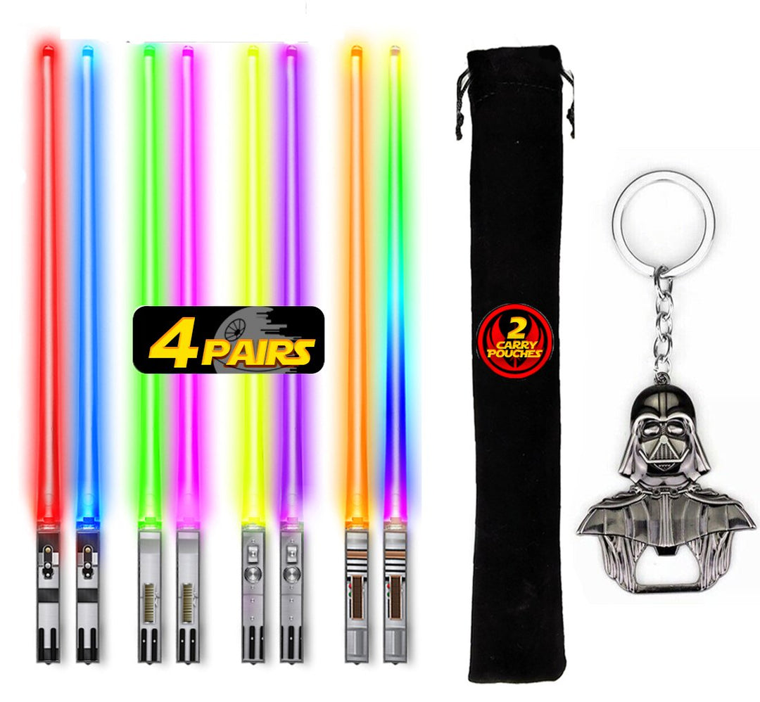 SABERCHOPS Lightsaber Chopsticks Reusable - Gift Box and Soft Carry Case - BONUS FREE DARTH VADER KEYCHAIN & BOTTLE OPENER