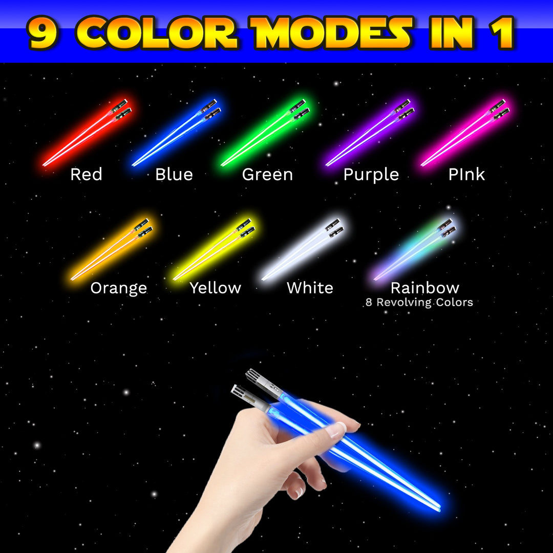 SABERCHOPS Lightsaber Chopsticks Reusable - Gift Box and Soft Carry Case - BONUS FREE DARTH VADER KEYCHAIN & BOTTLE OPENER