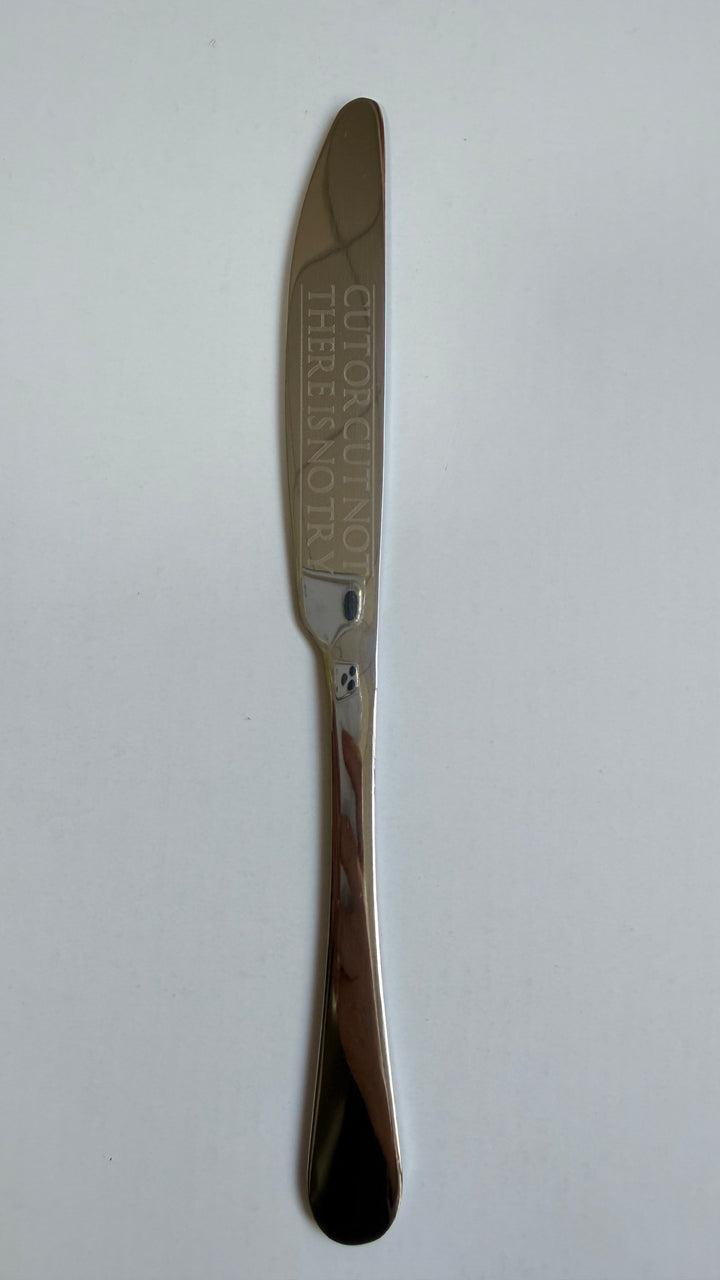 Cut Or Cut Not There Is No Try – Star Wars Inspired Engraved Stainless Steel Knife – Funny Kitchen Gift