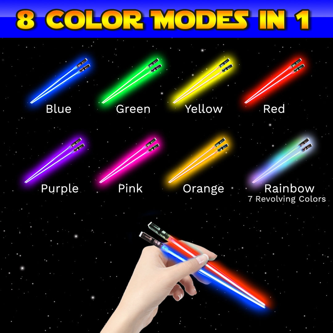 Chopsaber Lightsaber Chopsticks Light Up LED Reusable - 2 Pairs