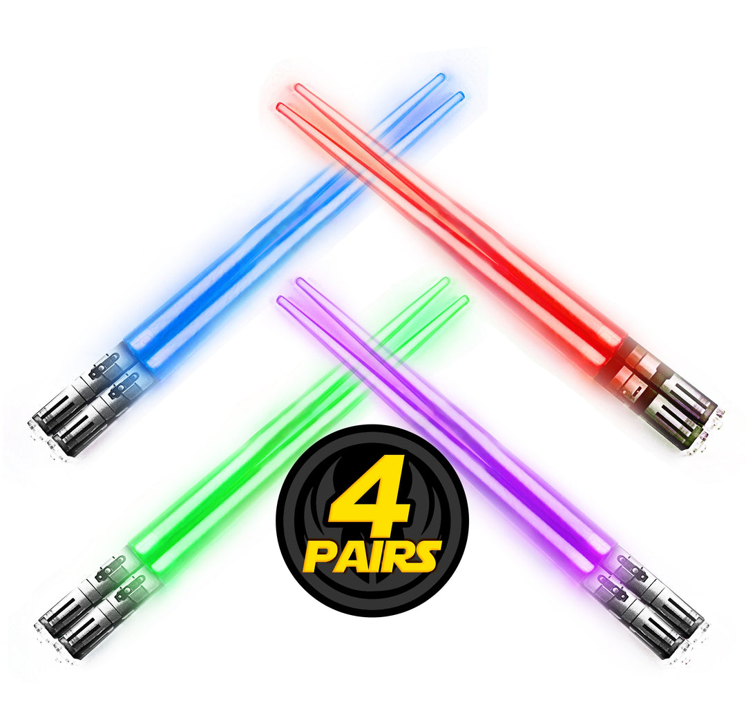 Chopsaber LIGHTSABER CHOPSTICKS LIGHT UP STAR WARS LED Glowing Light Saber Chop Sticks REUSABLE Sushi Lightup Sabers 4 Pairs Frost Tip