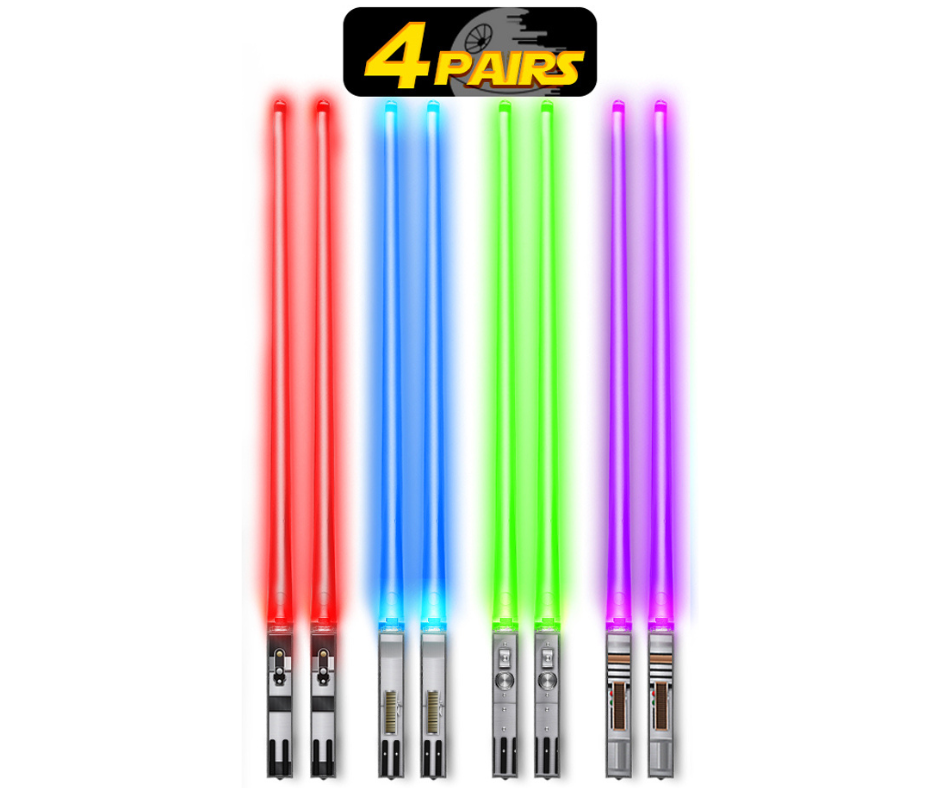 Chopsaber LIGHTSABER CHOPSTICKS LIGHT UP STAR WARS LED Glowing Light Saber Chop Sticks REUSABLE Sushi Lightup Sabers 4 Pairs Frost Tip