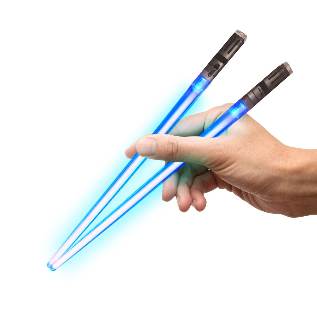 LIGHTSABER CHOPSTICKS LIGHT UP STAR WARS LED Glowing Light Saber Chop Sticks REUSABLE Sushi Lightup Sabers - Removable Handle - 1 Pair