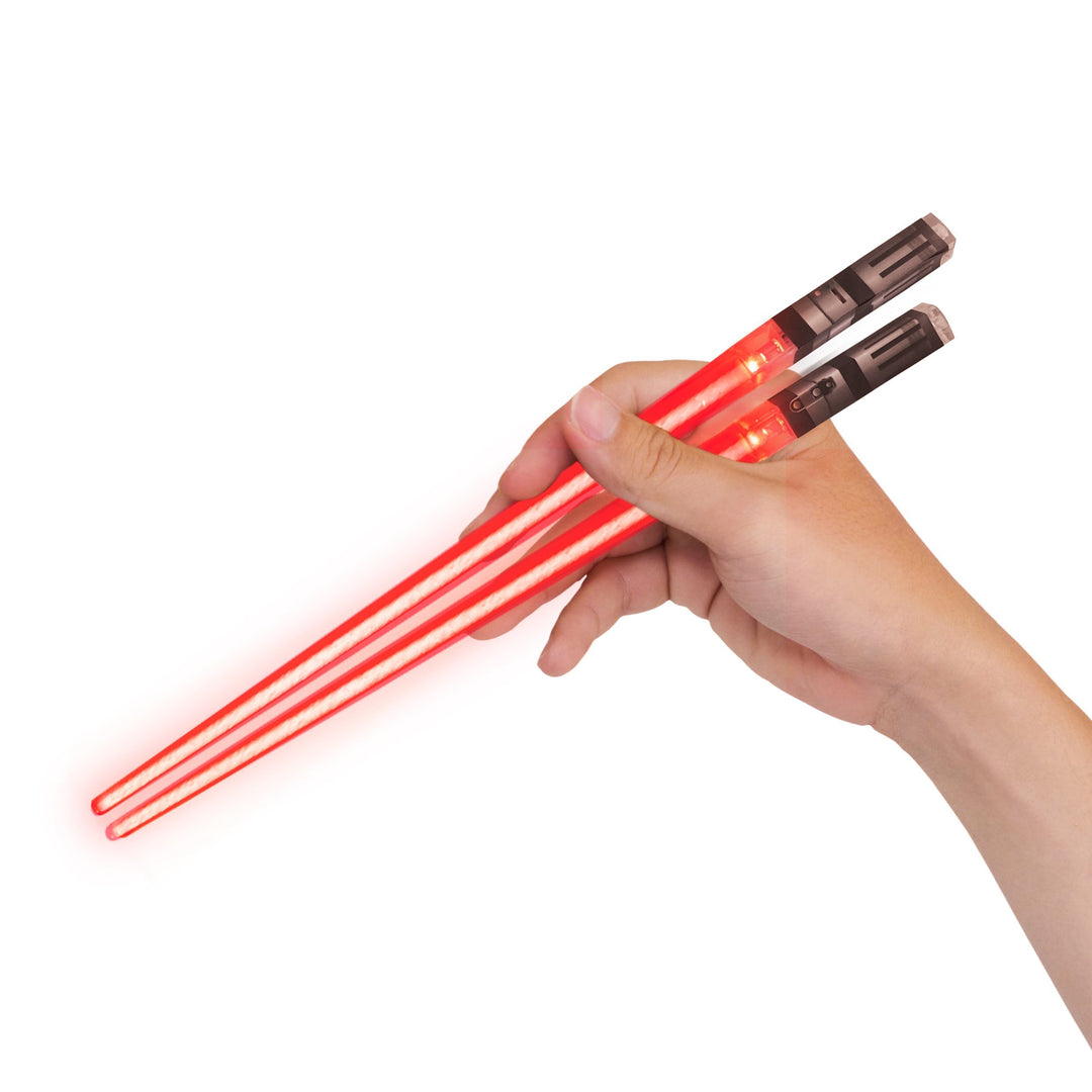 LIGHTSABER CHOPSTICKS LIGHT UP STAR WARS LED Glowing Light Saber Chop Sticks REUSABLE Sushi Lightup Sabers - Removable Handle - 1 Pair