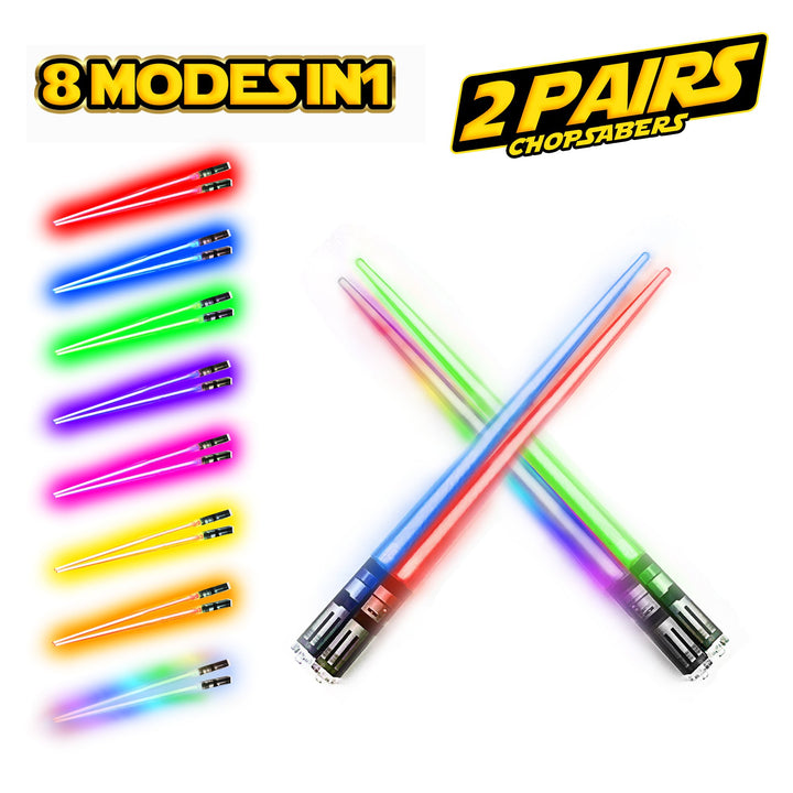 Chopsaber Lightsaber Chopsticks Light Up LED Reusable - 2 Pairs